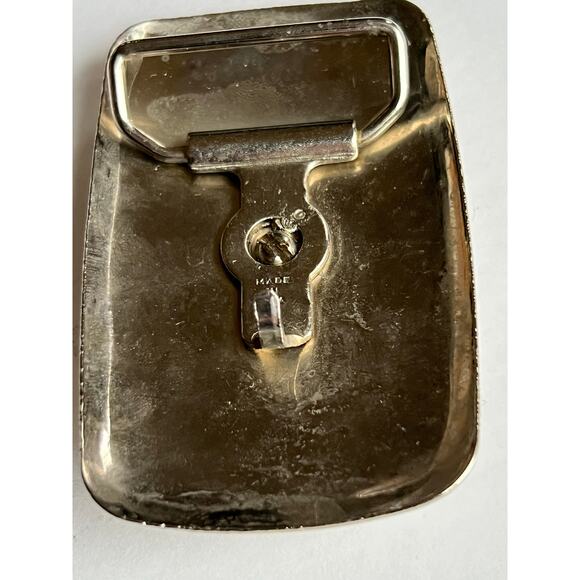 SQUARE dancing LINE dance silhouette BELT BUCKLE vintage silver tone RHINESTONES - Picture 4 of 6